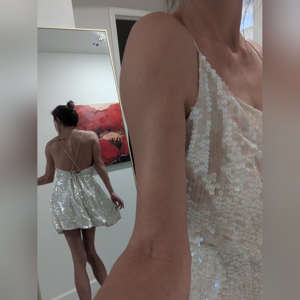 Free People Handsewn Sequence, Breezy Backless Dress, Organic Cotton Underlay - Picture 4 of 9